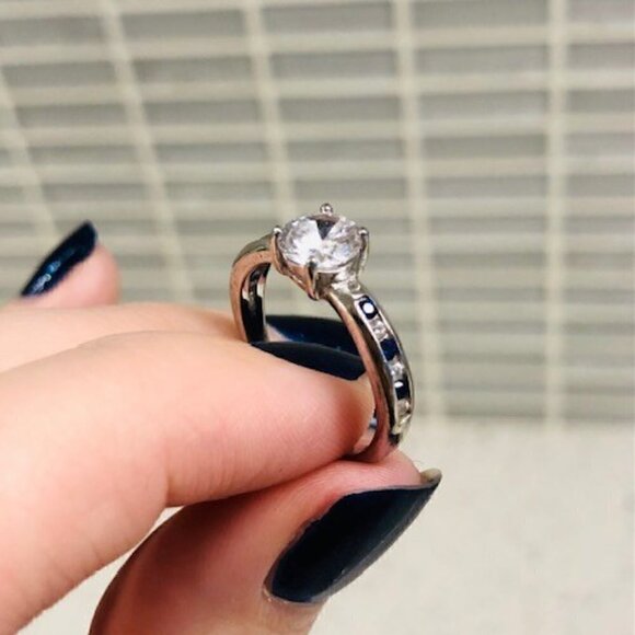 Sterling Silver Crystal Solitaire - Picture 3 of 3